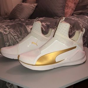 Closet Clear Out!! Puma White/Gold Sneakers!
